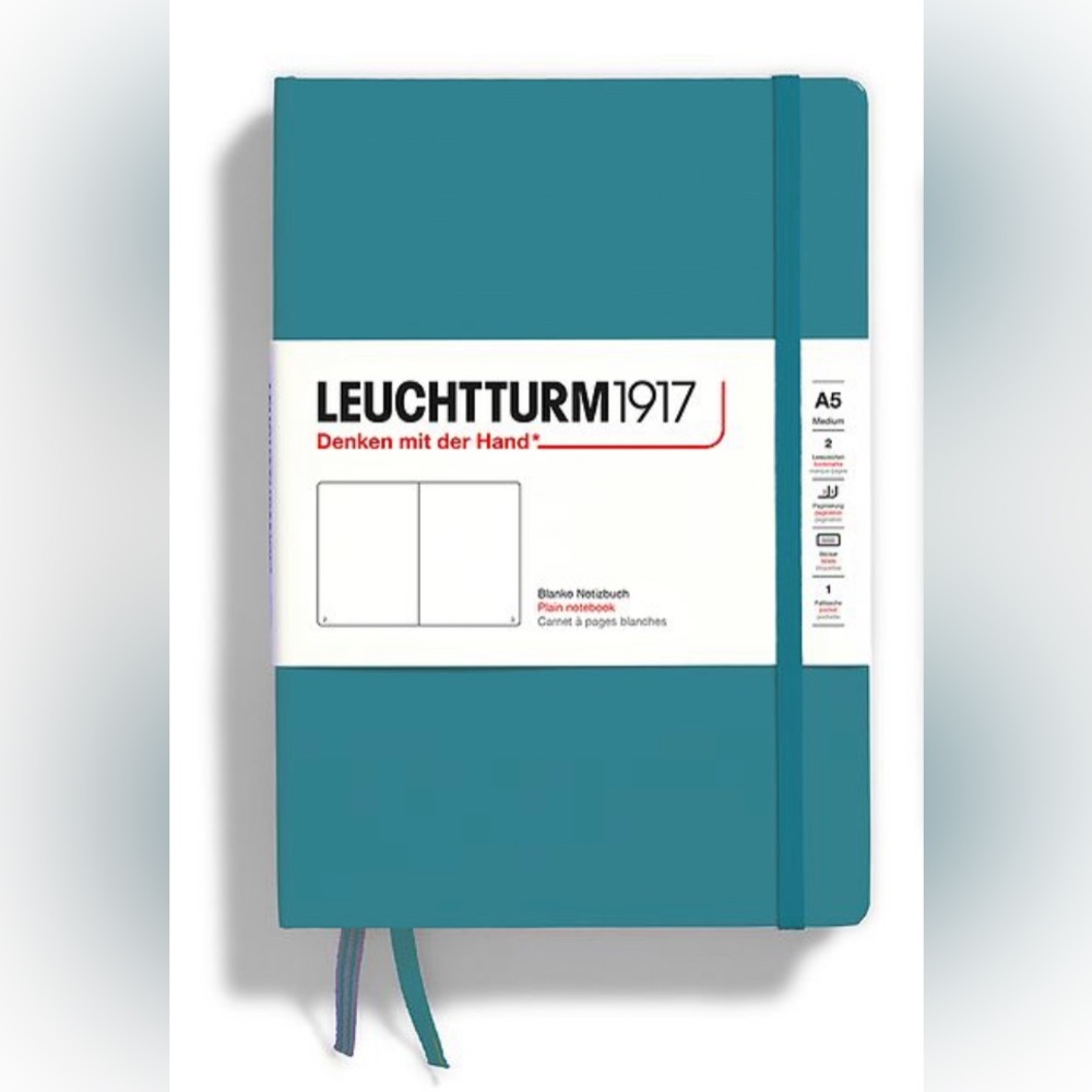 Leuchtturm1917 Hardcover Medium Notebook A5 Blank Pages 251 Pages (Ocean-Teal)